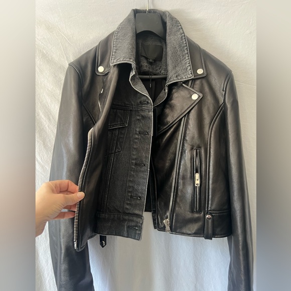 Alexander Wang mixed media cropped moto jacket XL - Picture 4 of 8